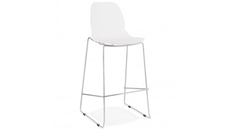 Tabouret de bar empilable blanc pieds chromé- Ruddy