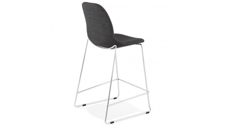 Tabouret snack Mi-hauteur tissu gris foncé pieds chromé - Tomy