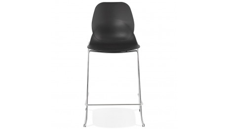 Tabouret snack Mi-hauteur noir foncé pieds chromé - Tomy