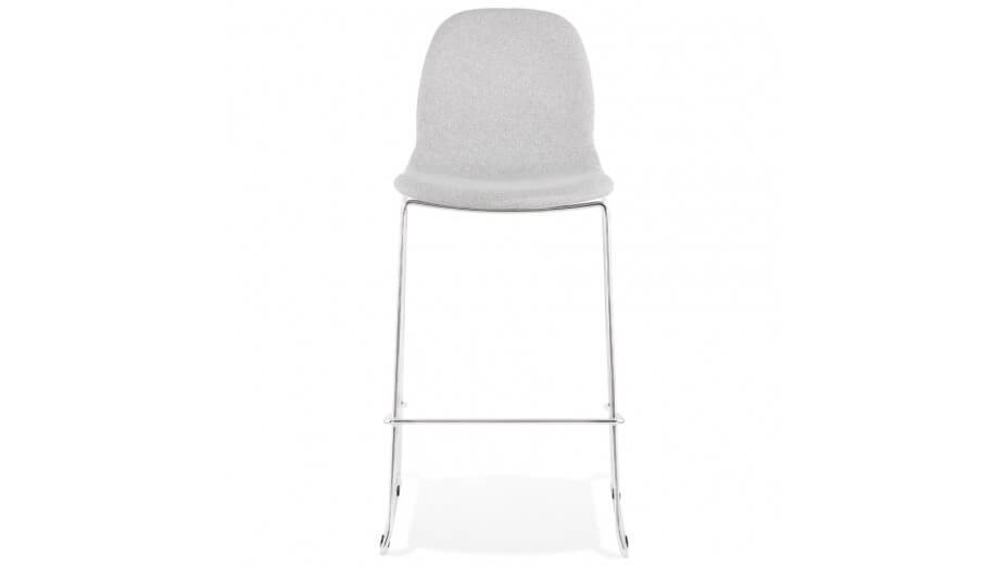 Tabouret de bar empilable tissu gris clair pieds chromé - Tomy