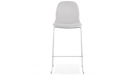 Tabouret de bar empilable tissu gris clair pieds chromé - Tomy