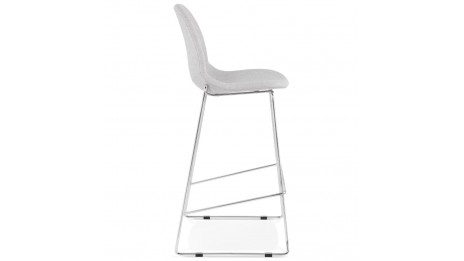 Tabouret de bar empilable tissu gris clair pieds chromé - Tomy