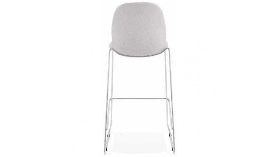 Tabouret de bar empilable tissu gris clair pieds chromé - Tomy