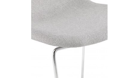 Tabouret de bar empilable tissu gris clair pieds chromé - Tomy