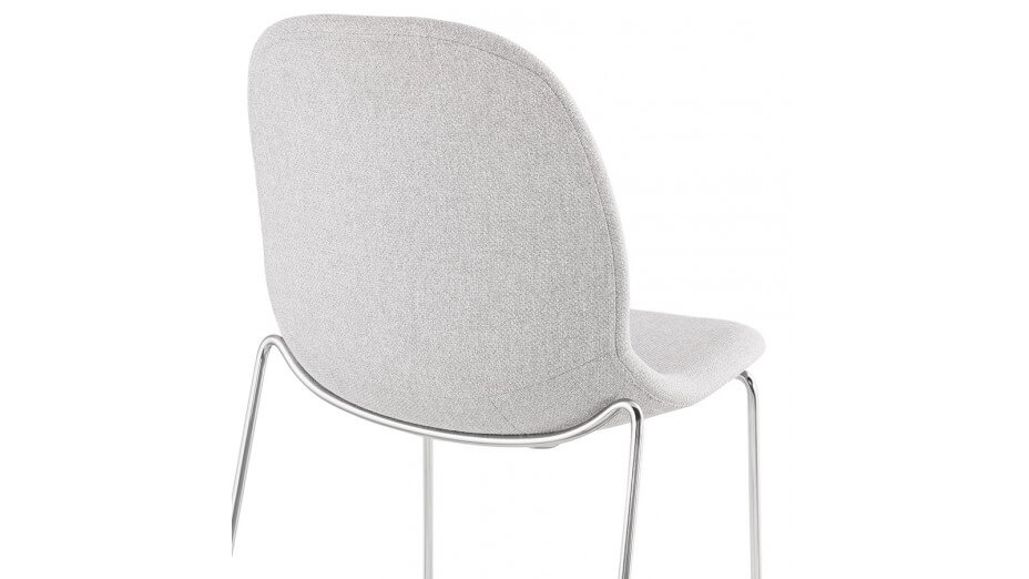 Tabouret de bar empilable tissu gris clair pieds chromé - Tomy