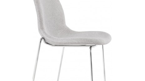 Tabouret de bar empilable tissu gris clair pieds chromé - Tomy