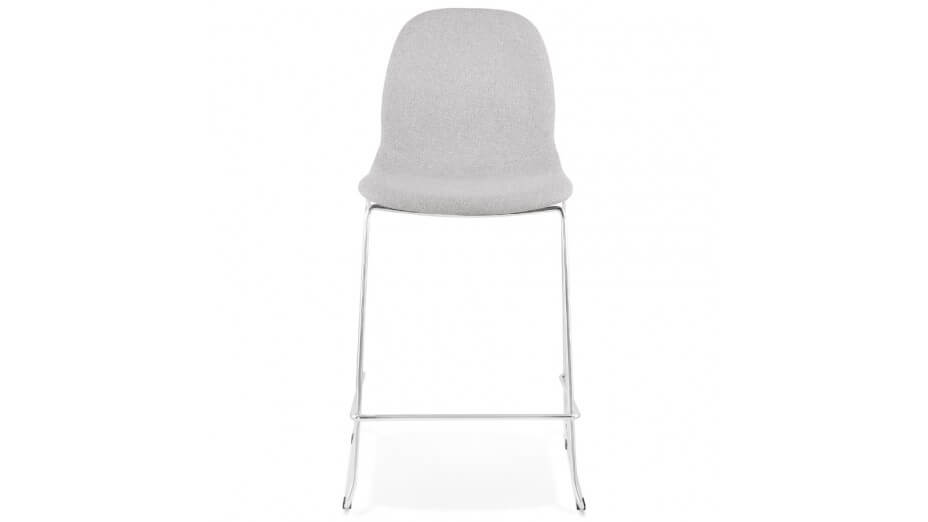 Tabouret snack Mi-hauteur tissu gris clair pieds chromé - Tomy