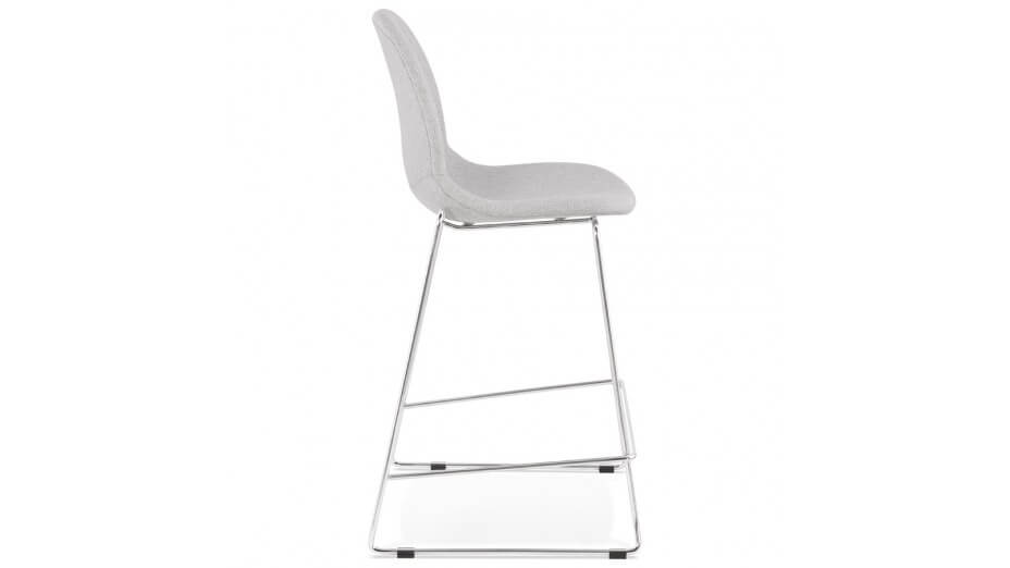 Tabouret snack Mi-hauteur tissu gris clair pieds chromé - Tomy