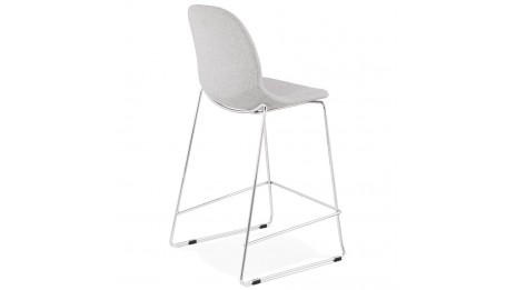 Tabouret snack Mi-hauteur tissu gris clair pieds chromé - Tomy