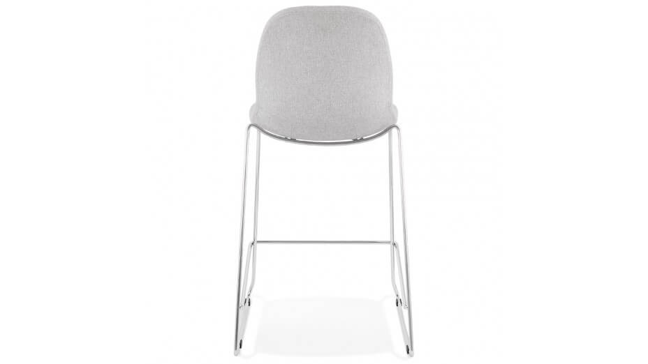 Tabouret snack Mi-hauteur tissu gris clair pieds chromé - Tomy