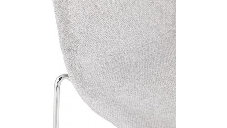 Tabouret snack Mi-hauteur tissu gris clair pieds chromé - Tomy