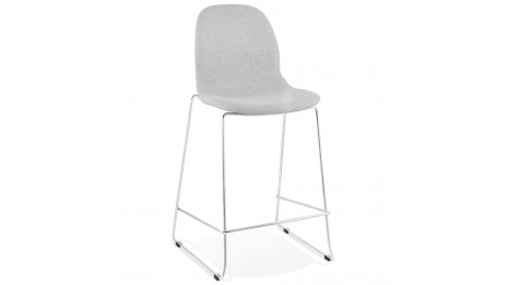 Tabouret snack Mi-hauteur tissu gris clair pieds chromé - Tomy