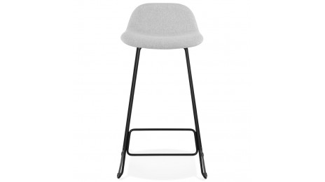 Tabouret de bar tissu gris clair pied métal noir - Aldrin