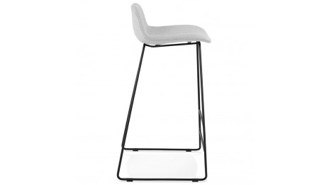 Tabouret de bar tissu gris clair pied métal noir - Aldrin