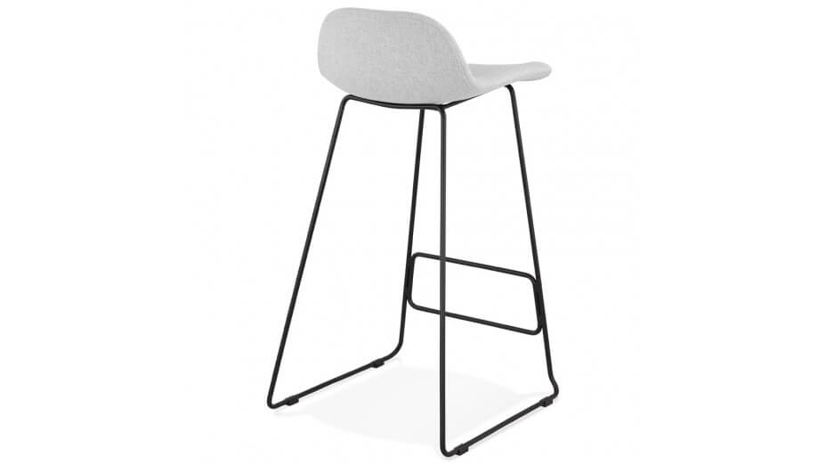 Tabouret de bar tissu gris clair pied métal noir - Aldrin