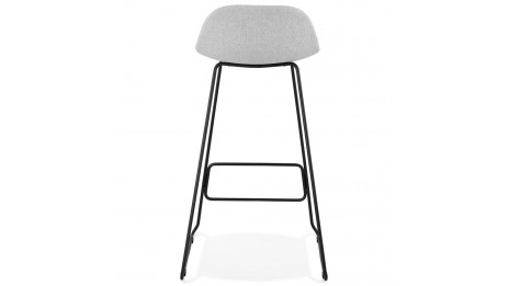 Tabouret de bar tissu gris clair pied métal noir - Aldrin