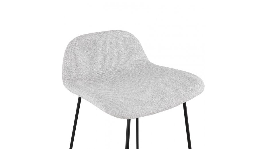 Tabouret de bar tissu gris clair pied métal noir - Aldrin