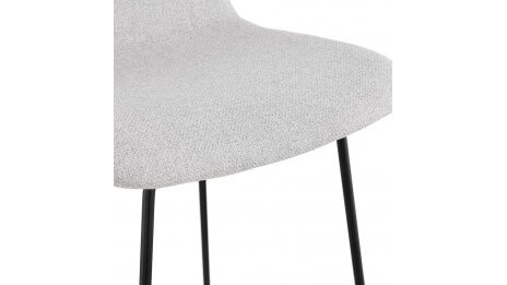 Tabouret de bar tissu gris clair pied métal noir - Aldrin