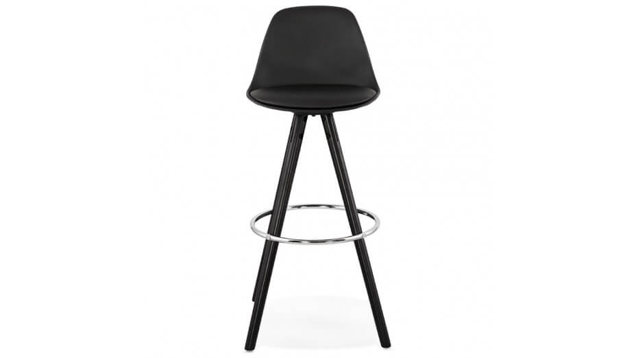 Tabouret de Bar design noir pied bois noir - VESTA