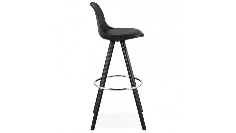 Tabouret de Bar design noir pied bois noir - VESTA