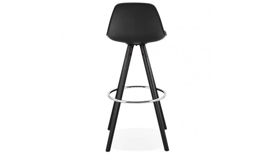 Tabouret de Bar design noir pied bois noir - VESTA