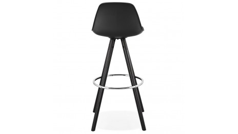 Tabouret de Bar design noir pied bois noir - VESTA