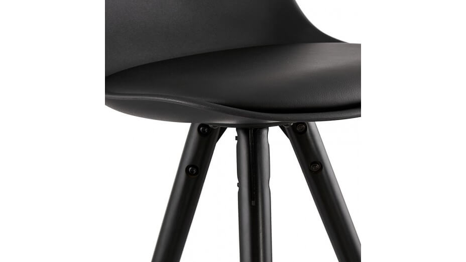 Tabouret de Bar design noir pied bois noir - VESTA