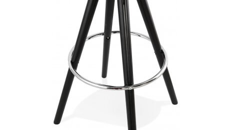 Tabouret de Bar design noir pied bois noir - VESTA