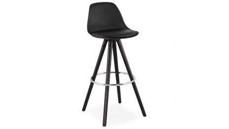 Tabouret de Bar design noir pied bois noir - VESTA