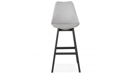 Tabouret de bar gris pied bois noir - Rima