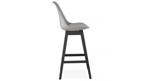 Tabouret de bar gris pied bois noir - Rima