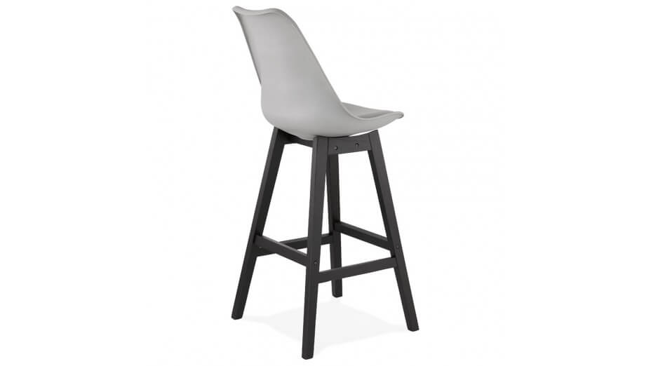 Tabouret de bar gris pied bois noir - Rima