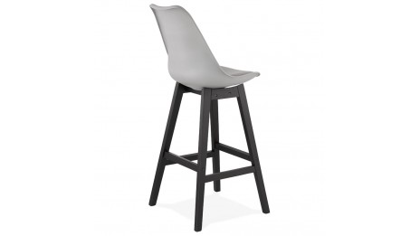 Tabouret de bar gris pied bois noir - Rima