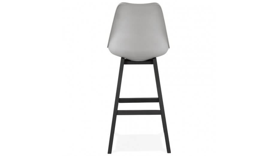 Tabouret de bar gris pied bois noir - Rima