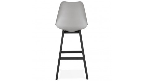 Tabouret de bar gris pied bois noir - Rima