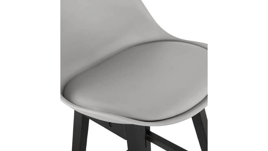 Tabouret de bar gris pied bois noir - Rima