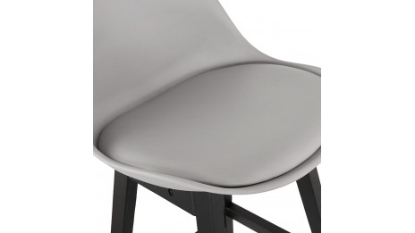 Tabouret de bar gris pied bois noir - Rima