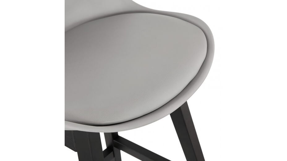 Tabouret de bar gris pied bois noir - Rima