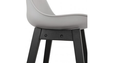 Tabouret de bar gris pied bois noir - Rima