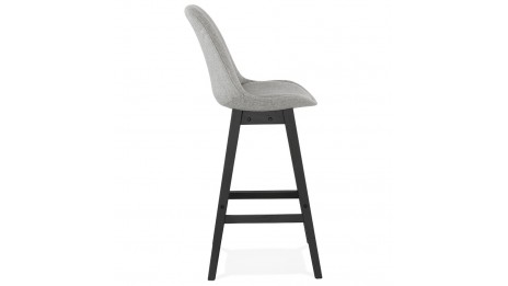 Tabouret de bar scandinave tissu gris pieds noir - MUM