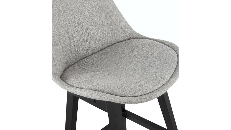 Tabouret de bar scandinave tissu gris pieds noir - MUM