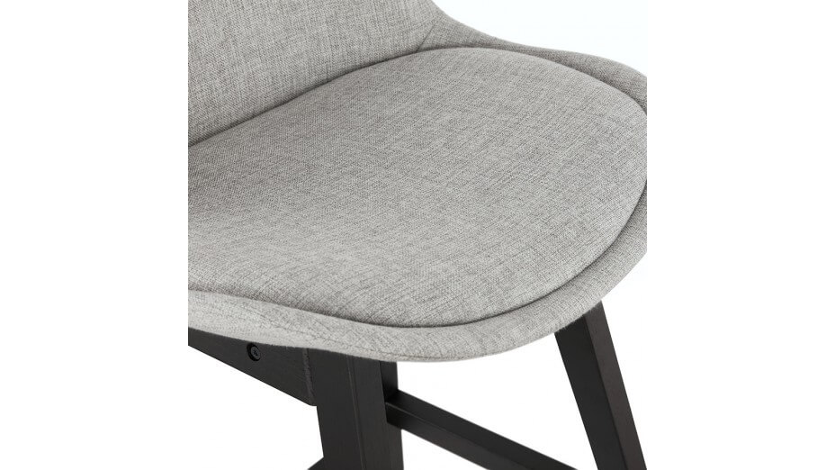 Tabouret de bar scandinave tissu gris pieds noir - MUM