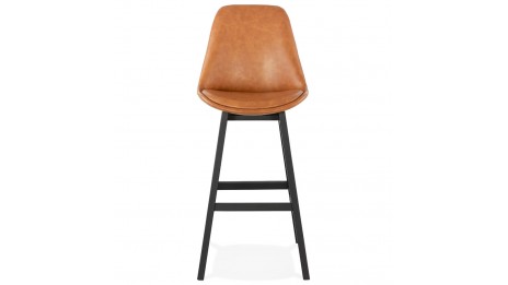 Tabouret de bar similicuir brun pieds noir - DADDY