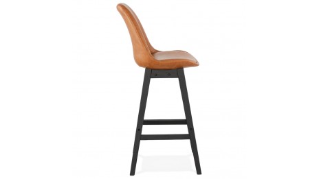 Tabouret de bar similicuir brun pieds noir - DADDY