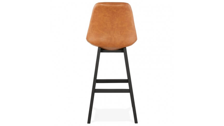 Tabouret de bar similicuir brun pieds noir - DADDY