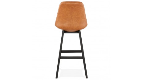 Tabouret de bar similicuir brun pieds noir - DADDY