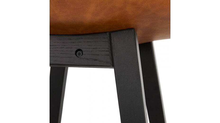 Tabouret de bar similicuir brun pieds noir - DADDY