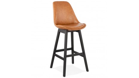 Tabouret de bar similicuir brun pieds noir - DADDY