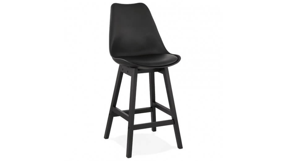 Tabouret snack Mi-hauteur noir pieds noir - Rima