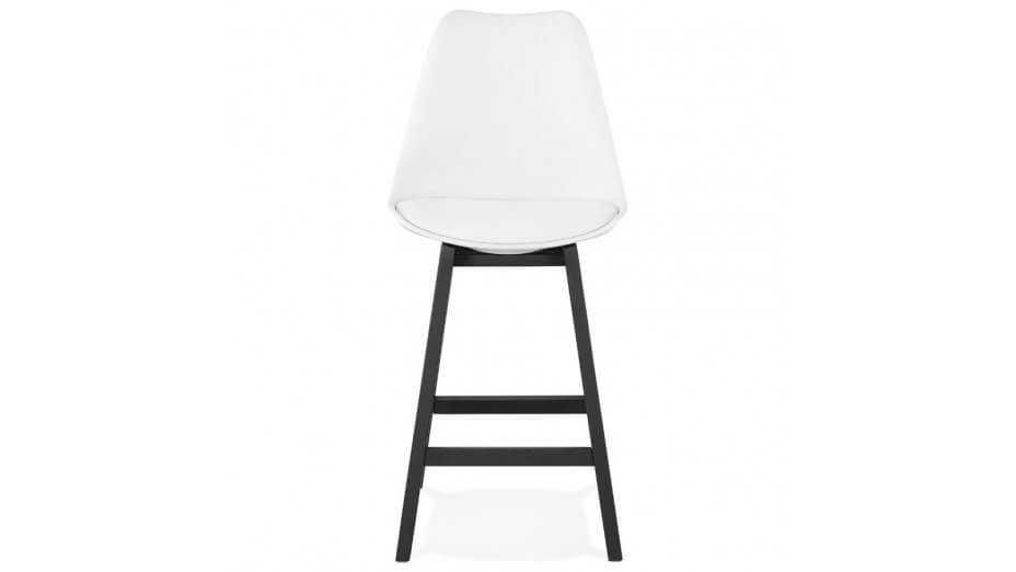 Tabouret snack Mi-hauteur blanc pieds noir - Rima